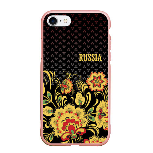 Чехол iPhone 7/8 матовый Russia: black edition / 3D-Светло-розовый – фото 1