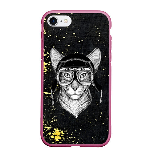 Чехол iPhone 7/8 матовый Cat Rider / 3D-Малиновый – фото 1