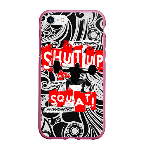 Чехол iPhone 7/8 матовый Shut up & squat / 3D-Малиновый – фото 1
