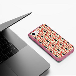 Чехол iPhone 7/8 матовый Матрешки и эмо, цвет: 3D-малиновый — фото 2