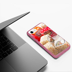 Чехол iPhone 7/8 матовый Роллы, цвет: 3D-малиновый — фото 2