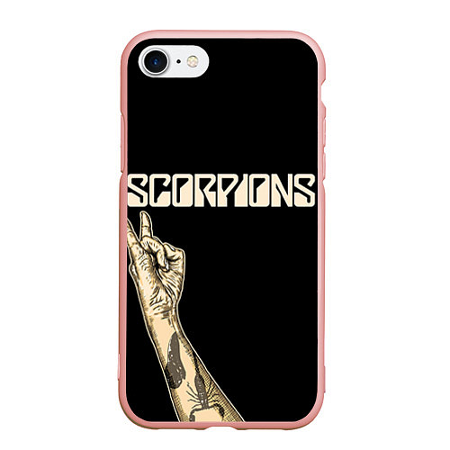 Чехол iPhone 7/8 матовый Scorpions Rock / 3D-Светло-розовый – фото 1