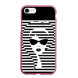 Чехол iPhone 7/8 матовый Pop art girl, цвет: 3D-малиновый