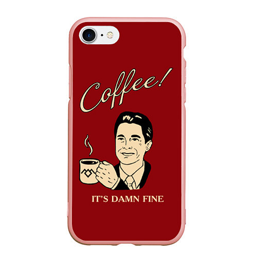 Чехол iPhone 7/8 матовый Coffee: it's damn fine / 3D-Светло-розовый – фото 1