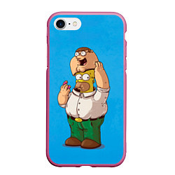 Чехол iPhone 7/8 матовый Homer Dad, цвет: 3D-малиновый