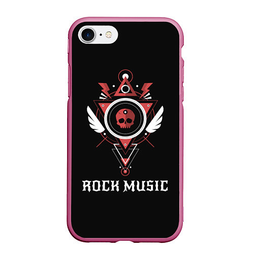 Чехол iPhone 7/8 матовый Rock Music / 3D-Малиновый – фото 1