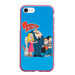 Чехол iPhone 7/8 матовый American Dad, цвет: 3D-малиновый