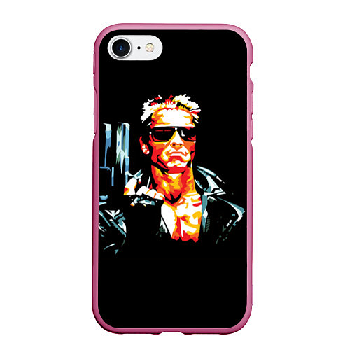 Чехол iPhone 7/8 матовый Terminator with a pistol / 3D-Малиновый – фото 1