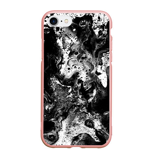 Чехол iPhone 7/8 матовый Чёрная краска / 3D-Светло-розовый – фото 1