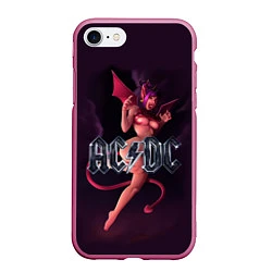 Чехол iPhone 7/8 матовый AC/DC: Devil Girl, цвет: 3D-малиновый