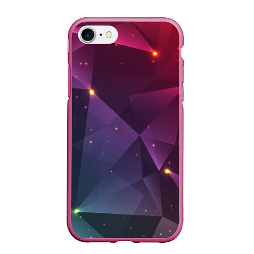 Чехол iPhone 7/8 матовый Colorful triangles / 3D-Малиновый – фото 1