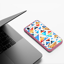 Чехол iPhone 7/8 матовый Космические треугольники, цвет: 3D-малиновый — фото 2