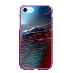 Чехол iPhone 7/8 матовый Subaru, цвет: 3D-малиновый