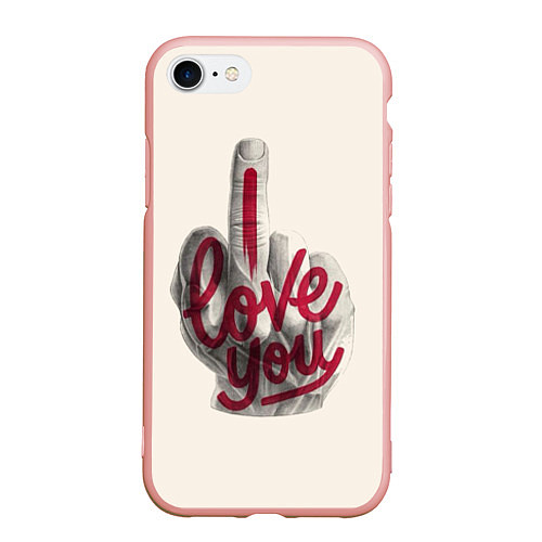 Чехол iPhone 7/8 матовый I Love You / 3D-Светло-розовый – фото 1