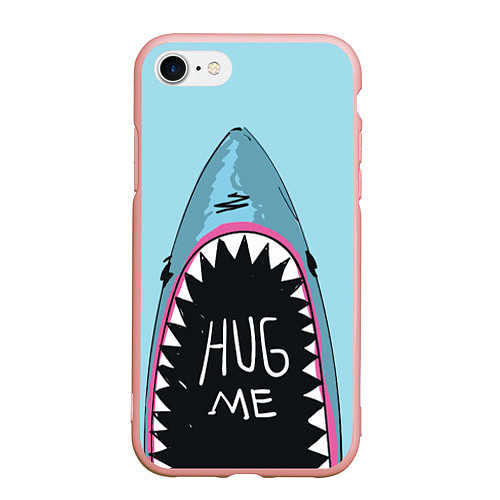Чехол iPhone 7/8 матовый Shark: Hug me / 3D-Светло-розовый – фото 1