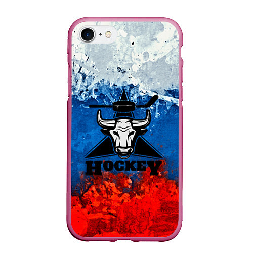 Чехол iPhone 7/8 матовый Русский хоккей / 3D-Малиновый – фото 1