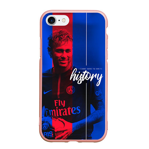 Чехол iPhone 7/8 матовый Neymar History / 3D-Светло-розовый – фото 1