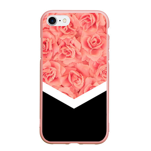 Чехол iPhone 7/8 матовый Розовые розы / 3D-Светло-розовый – фото 1