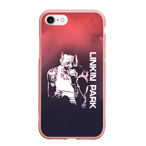 Чехол iPhone 7/8 матовый Linkin Park Честер / 3D-Светло-розовый – фото 1