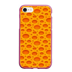 Чехол iPhone 7/8 матовый Сыр, цвет: 3D-малиновый