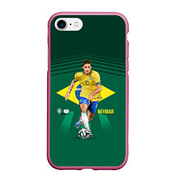 Чехол iPhone 7/8 матовый Neymar Brazilian, цвет: 3D-малиновый