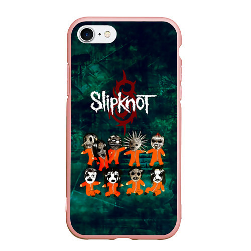 Чехол iPhone 7/8 матовый Группа Slipknot / 3D-Светло-розовый – фото 1
