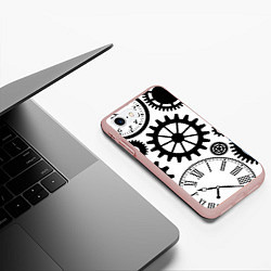 Чехол iPhone 7/8 матовый Часы и шестеренки, цвет: 3D-светло-розовый — фото 2