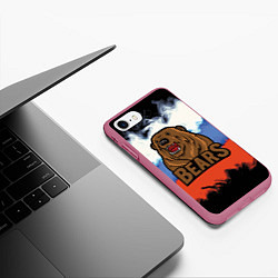 Чехол iPhone 7/8 матовый Russian bears, цвет: 3D-малиновый — фото 2