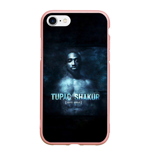 Чехол iPhone 7/8 матовый Tupac Shakur 1971-1996 / 3D-Светло-розовый – фото 1