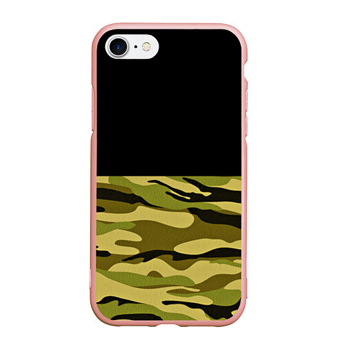 Чехол iPhone 7/8 матовый Лесной Камуфляж / 3D-Светло-розовый – фото 1
