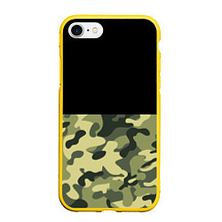 Чехол iPhone 7/8 матовый Камуфляж: черный/хаки, цвет: 3D-желтый