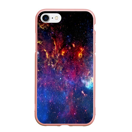 Чехол iPhone 7/8 матовый Космос / 3D-Светло-розовый – фото 1