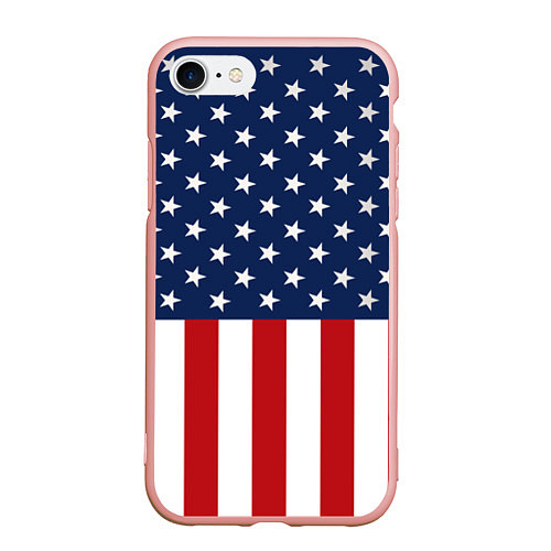 Чехол iPhone 7/8 матовый Флаг США / 3D-Светло-розовый – фото 1