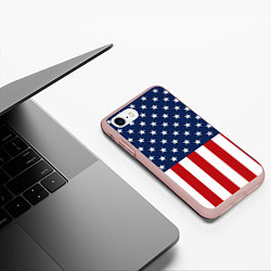 Чехол iPhone 7/8 матовый Флаг США, цвет: 3D-светло-розовый — фото 2