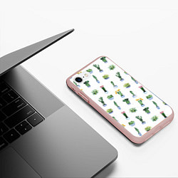 Чехол iPhone 7/8 матовый Кактусы, цвет: 3D-светло-розовый — фото 2