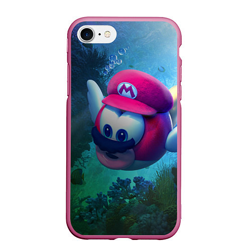 Чехол iPhone 7/8 матовый Super Mario Марио / 3D-Малиновый – фото 1