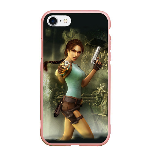 Чехол iPhone 7/8 матовый TOMB RAIDER / 3D-Светло-розовый – фото 1