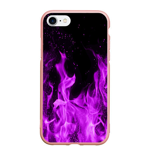 Чехол iPhone 7/8 матовый Фиолетовый огонь / 3D-Светло-розовый – фото 1