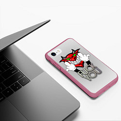 Чехол iPhone 7/8 матовый Демон, цвет: 3D-малиновый — фото 2