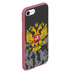 Чехол iPhone 7/8 матовый Родной камуфляж РФ, цвет: 3D-малиновый — фото 2
