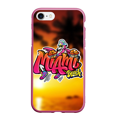 Чехол iPhone 7/8 матовый Miami Beach / 3D-Малиновый – фото 1