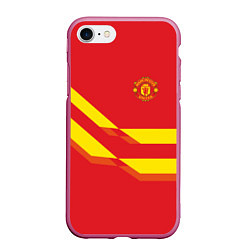 Чехол iPhone 7/8 матовый Manchester United 3, цвет: 3D-малиновый
