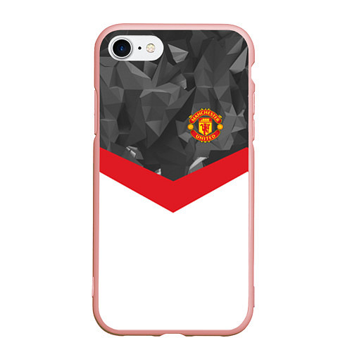 Чехол iPhone 7/8 матовый Man United FC: Grey Polygons / 3D-Светло-розовый – фото 1