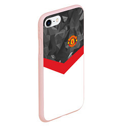 Чехол iPhone 7/8 матовый Man United FC: Grey Polygons, цвет: 3D-светло-розовый — фото 2