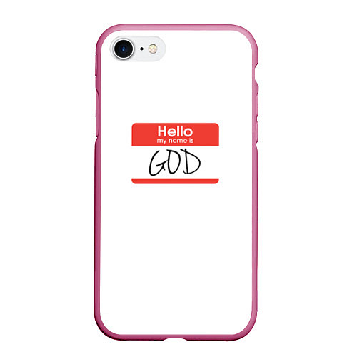 Чехол iPhone 7/8 матовый Hello: my name is God / 3D-Малиновый – фото 1
