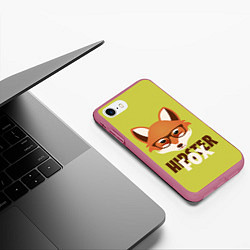 Чехол iPhone 7/8 матовый Hipster Fox, цвет: 3D-малиновый — фото 2