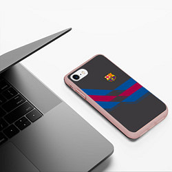 Чехол iPhone 7/8 матовый Barcelona FC: Dark style, цвет: 3D-светло-розовый — фото 2