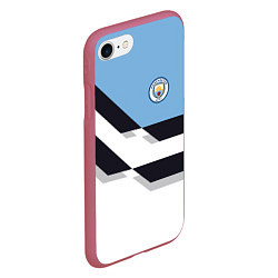 Чехол iPhone 7/8 матовый Manchester City FC: White style, цвет: 3D-малиновый — фото 2