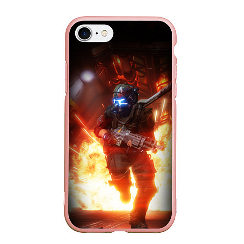 Чехол iPhone 7/8 матовый Titanfall fighter runs / 3D-Светло-розовый – фото 1