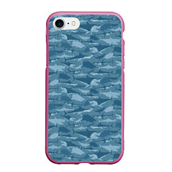 Чехол iPhone 7/8 матовый Мир акул, цвет: 3D-малиновый